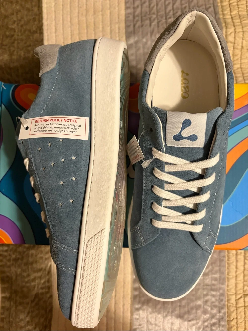 Halo Dusty Blue Suede Women's Sneakers with White Laces